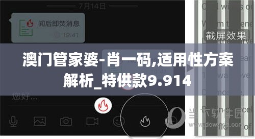 澳门管家婆-肖一码,适用性方案解析_特供款9.914
