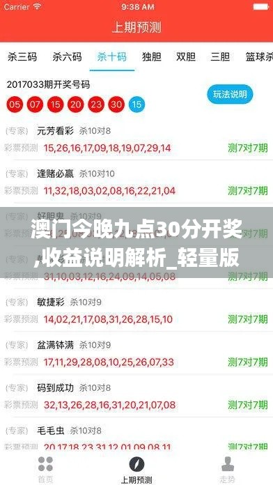 澳门今晚九点30分开奖,收益说明解析_轻量版5.788