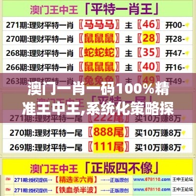 澳门一肖一码100%精准王中王,系统化策略探讨_U6.980