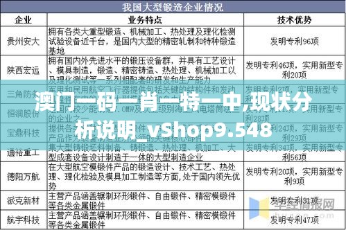 澳门一码一肖一特一中,现状分析说明_vShop9.548
